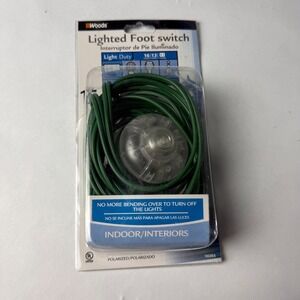 Woods 15ft Lighted Foot Switch Extension Cord 3 Outlets Green Indoor 10203 NEW